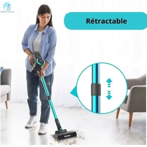 Aspirateur balai sans fil YISORA bleu rétractable 