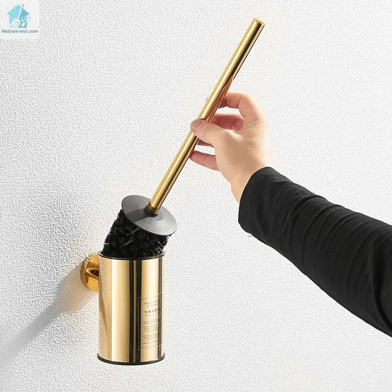 Brosse WC doré design 