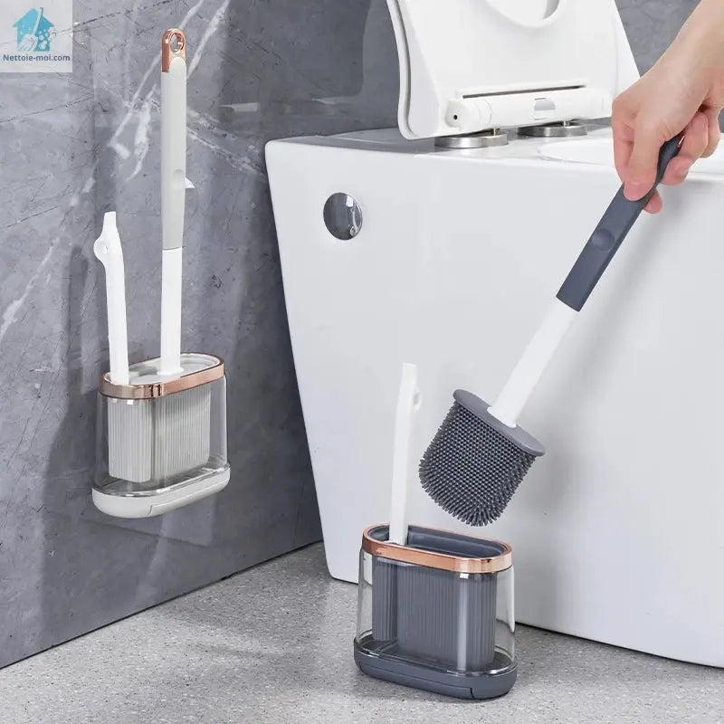 Brosse pour WC 2 en 1 plate