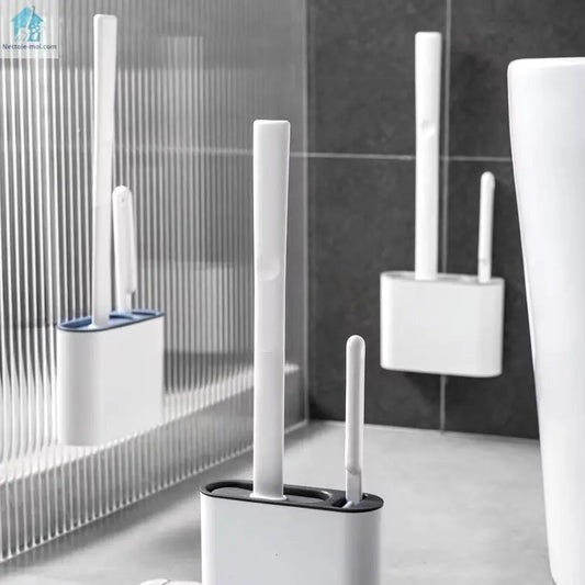 Brosse toilette silicone double blanc mur