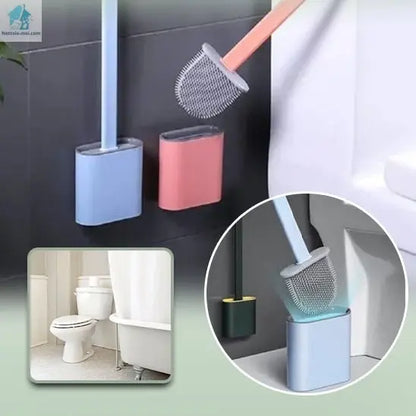 Brosse toilette silicone plate bleu rose
