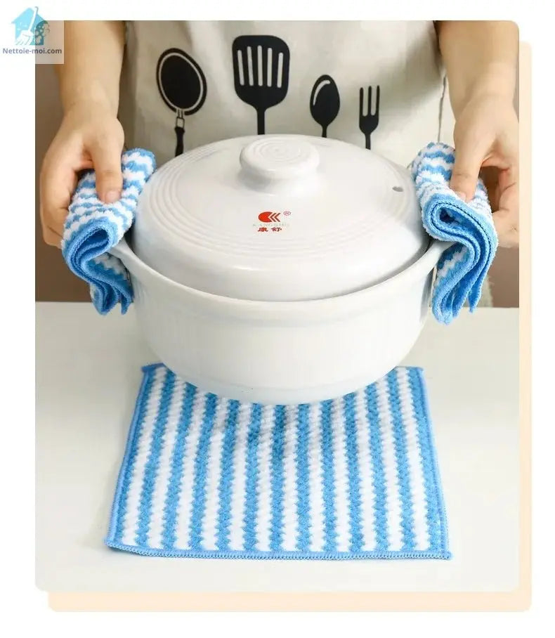 Chiffon microfibre bleu blanc cocotte