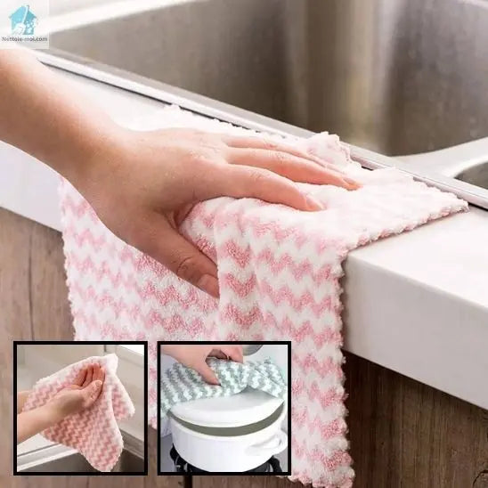 Chiffon microfibre rose et blanc