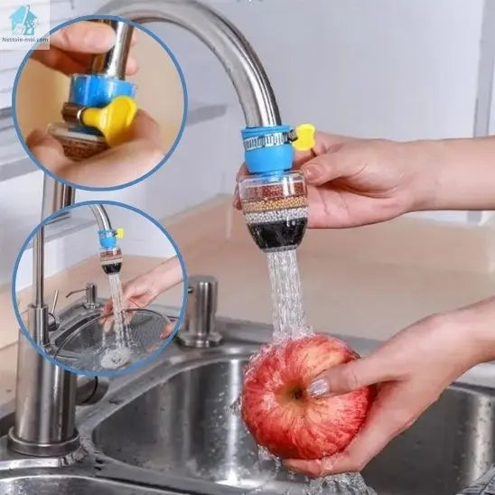Filtre eau robinet pomme bleu