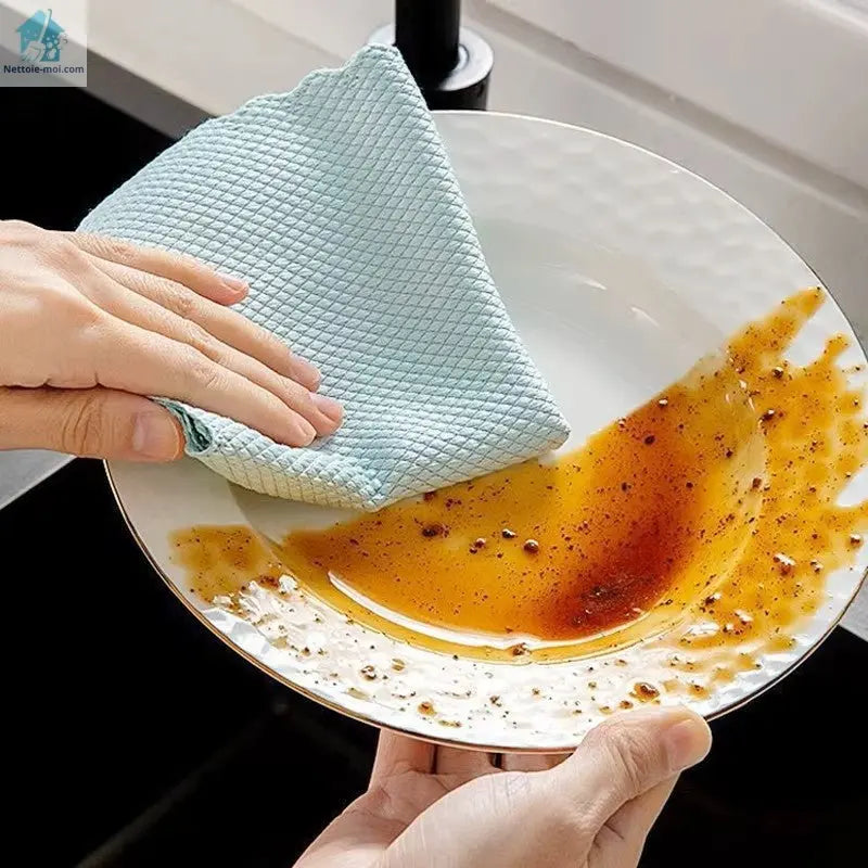 Lavette microfibre écaille poisson vert sale
