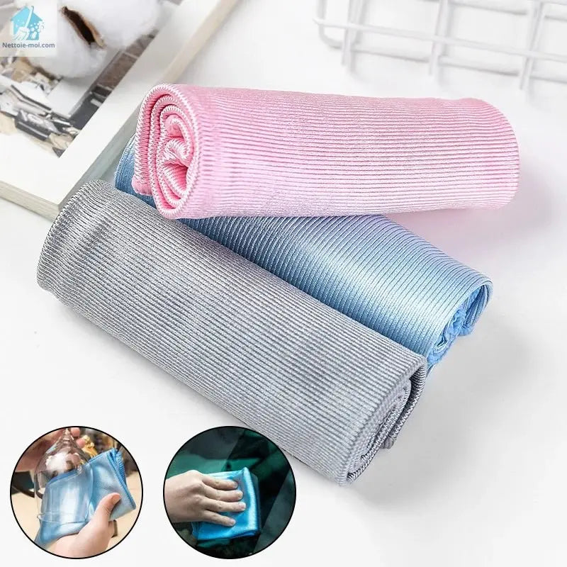 Lavette microfibre rose gris bleu