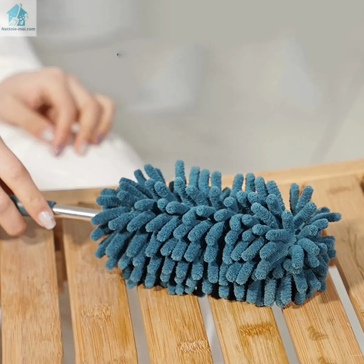 Plumeau poussière bleu roy