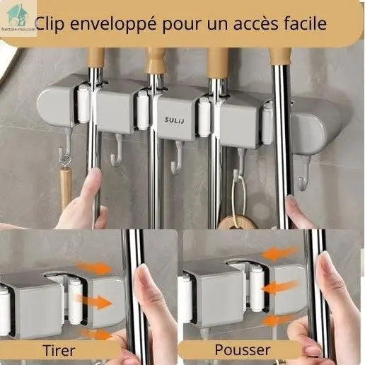 Porte balai mural tirer pousser