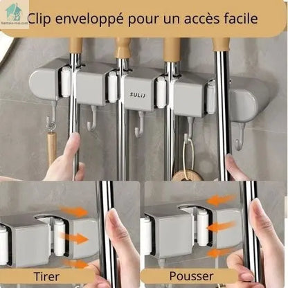 Porte balai mural tirer pousser