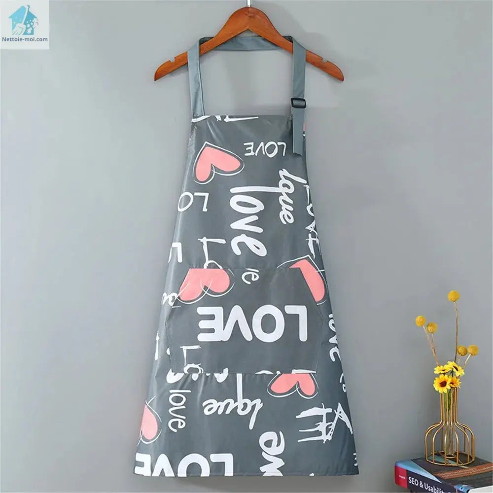 Tablier de cuisine gris love