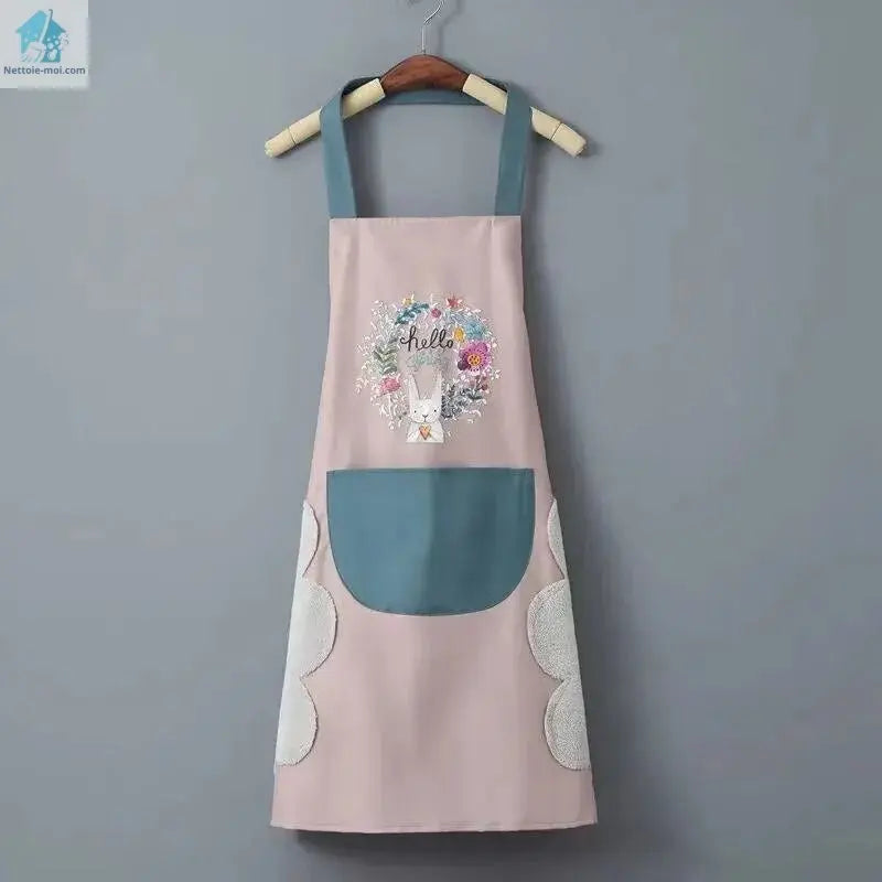 Tablier de cuisine femme rose et bleue