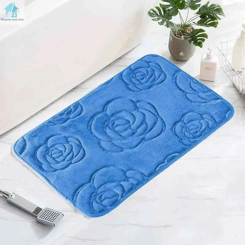 Tapis de bain antidérapant bleu rose