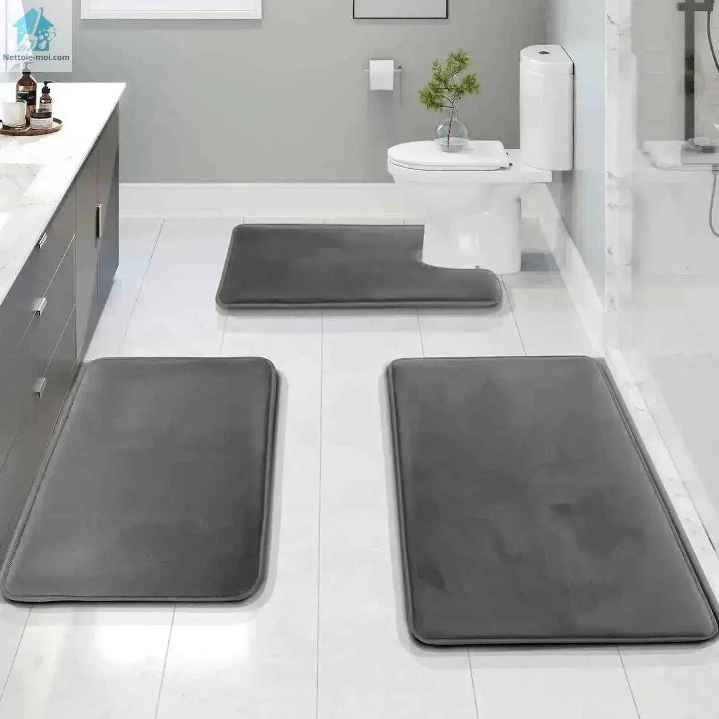 Tapis de bain antidérapant gr3pieces