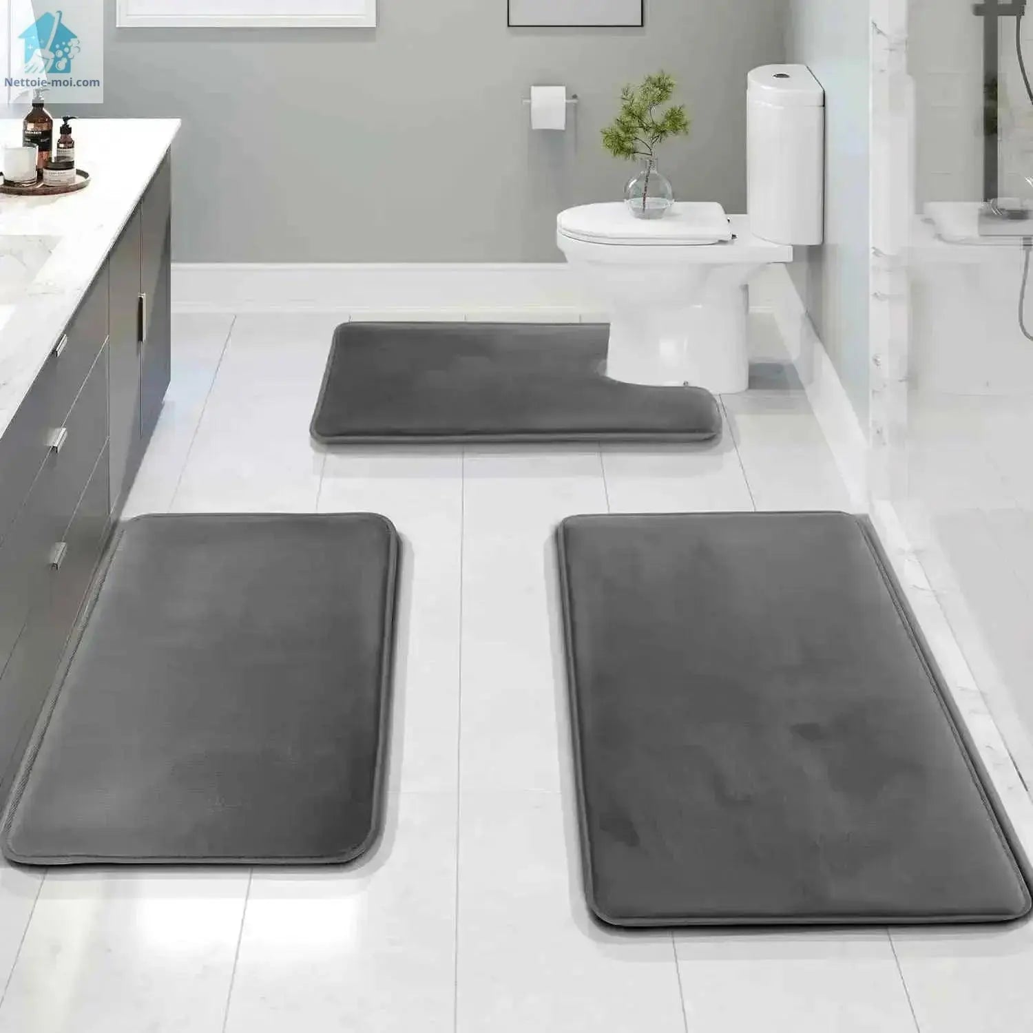 Tapis de bain antidérapant gr3pieces