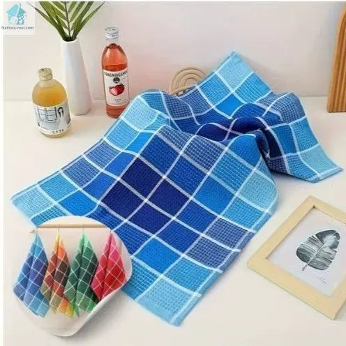 Torchon de cuisine bleu carreaux
