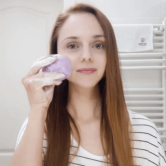 Éponge de konjac visage mauve