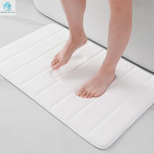 Tapis de bain antidérapant blanc rayer